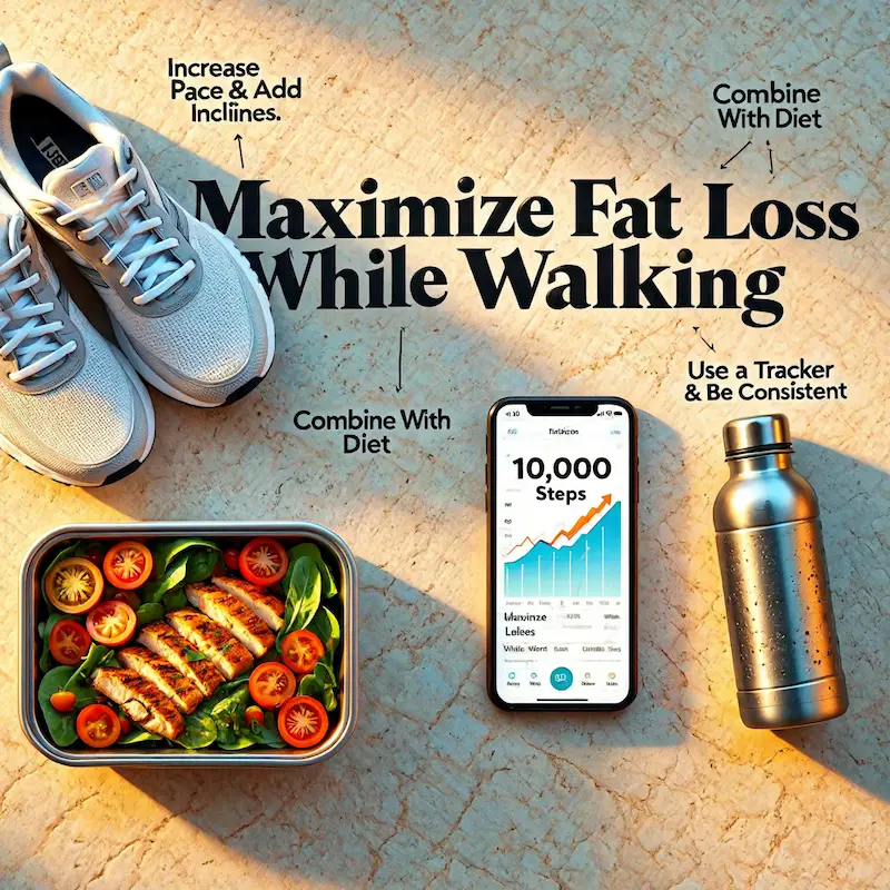 strategies to maximize fat loss while walking including pace, hills, and tracking